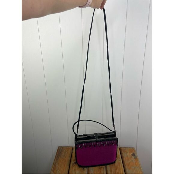 Moo Roo Charleston Style Mini Purple Beads Evening Bag Purse Signed Y2K Vintage - Picture 10 of 14